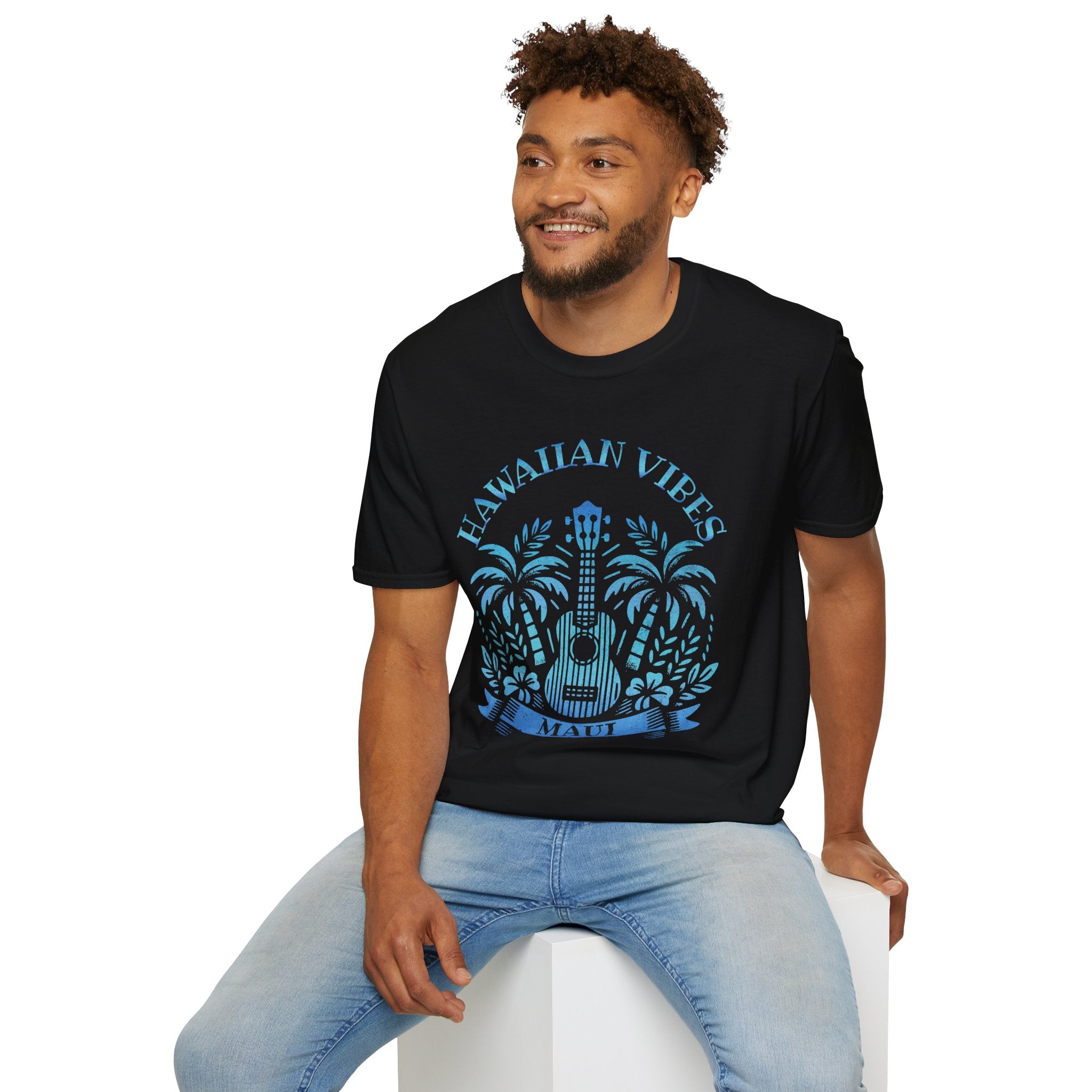 Maui Hawaii Hawaiian Vibes T-Shirt — Ukulele & Palm Trees